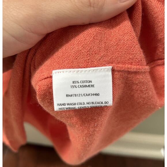Eileen Fisher Orange Women’s Cotton Cashmere Blend V-Neck Blouse Top Size L - Picture 4 of 5